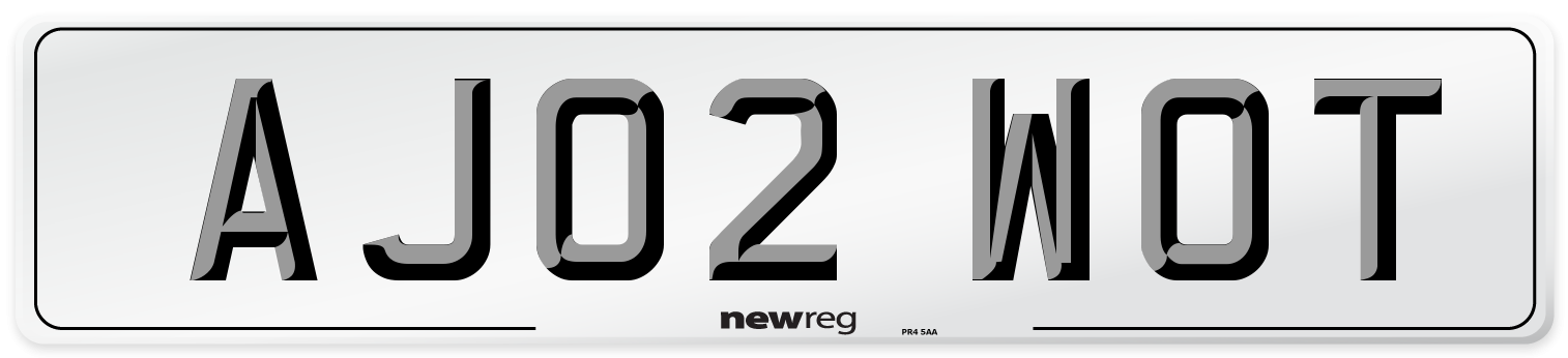 AJ02 WOT Number Plate from New Reg